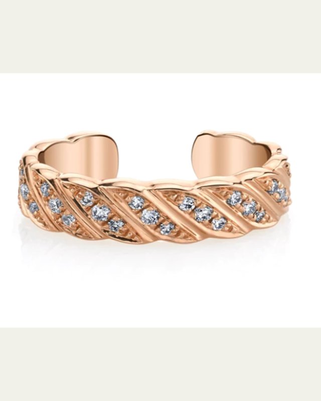 18K YG BRAIDED DIAMOND EAR C